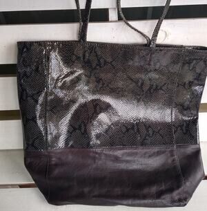 Margot Dark Brown Leather snake skin style Tote